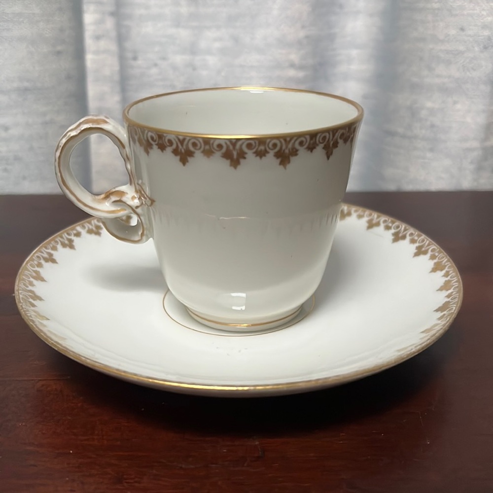 Charles Field Haviland Limoges GDA Demitasse Cup Saucer France Gold Fleur De Lis